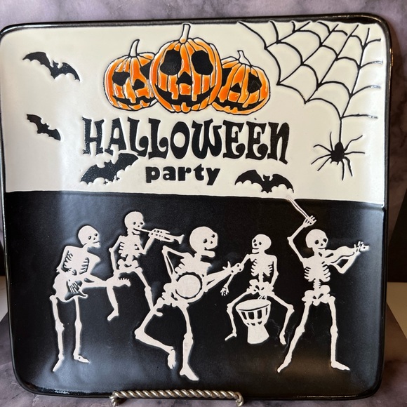 Halloween Party Skeleton Music Band Salad Plate Guitar Banjo Trumpet Violin - Picture 2 of 11